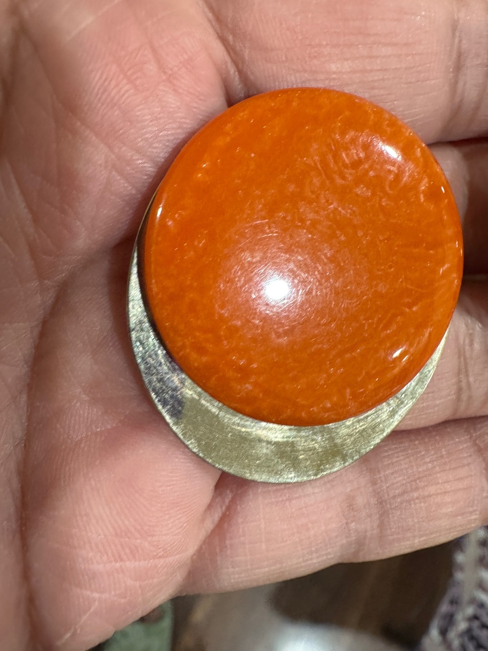 1980s vintage Vibrant Orange  clip on earrings - Picture 2 of 5